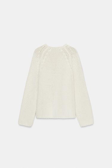 CHUNKY KNIT SWEATER - Ecru by Zara - Image 4