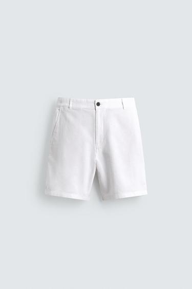 BERMUDA REGULAR FIT ESTRUCTURA - Blanco de Zara