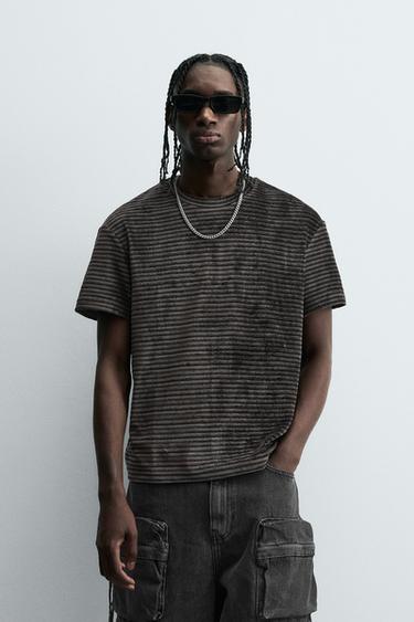 CAMISETA ESTRUCTURA LAVADA - Gris oscuro de Zara