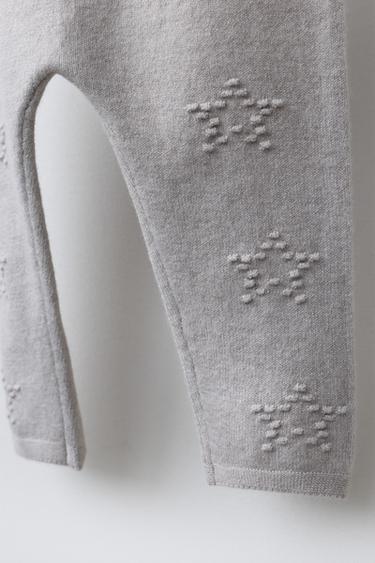KNIT LEGGINGS WITH EMBROIDERED STARS - Light grey by Zara - Image 3