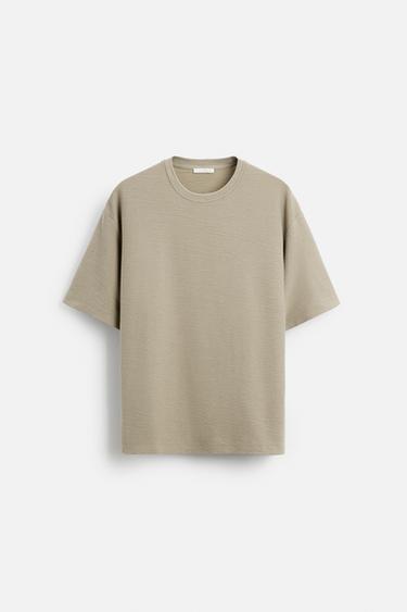 TEXTURED T-SHIRT - Khaki by Zara