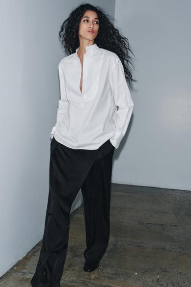 CAMISA POPELÍN PECHERA ZW COLLECTION - Blanco de Zara - Imagen 0