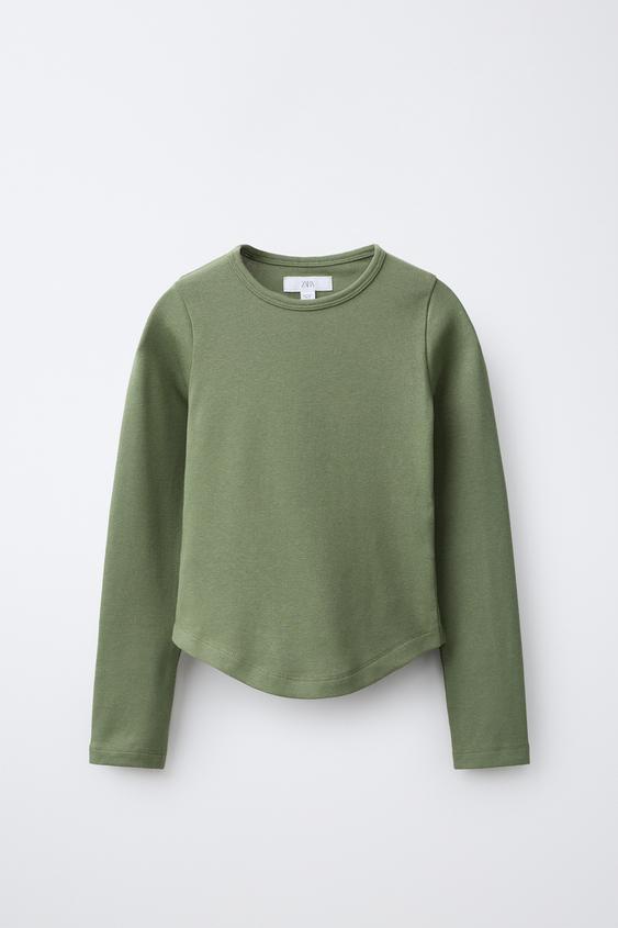 PLAIN MODAL BLEND T-SHIRT - Khaki by Zara - Image 0