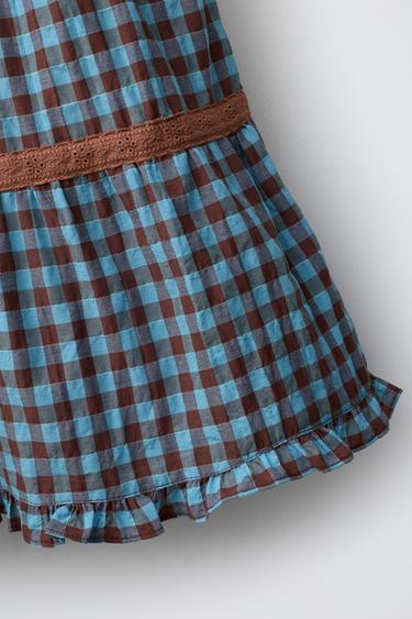 ROBE IMPRIMÉE À CARREAUX VICHY - Marron-Bleu de Zara - Image 3