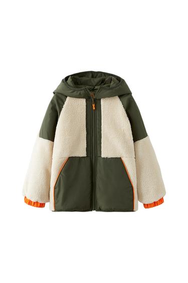 COLOUR BLOCK FAUX SHEARLING JACKET