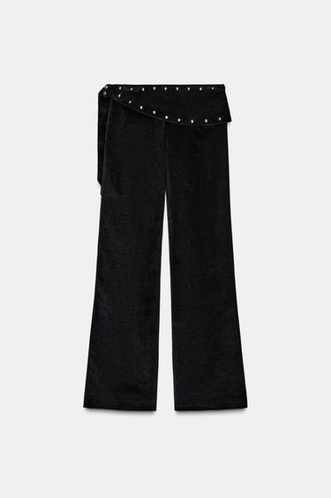 FLARE PAREO TROUSERS WITH STUDS - Black by Zara - Image 6