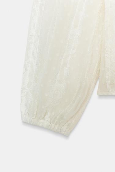 CHEMISE ROMANTIQUE EN PLUMETIS - Écru de Zara - Image 7
