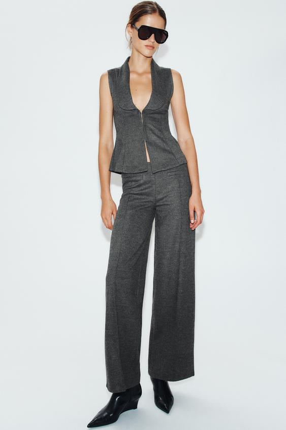 Zara DARTED PANTS - Mid-gray - Image 0