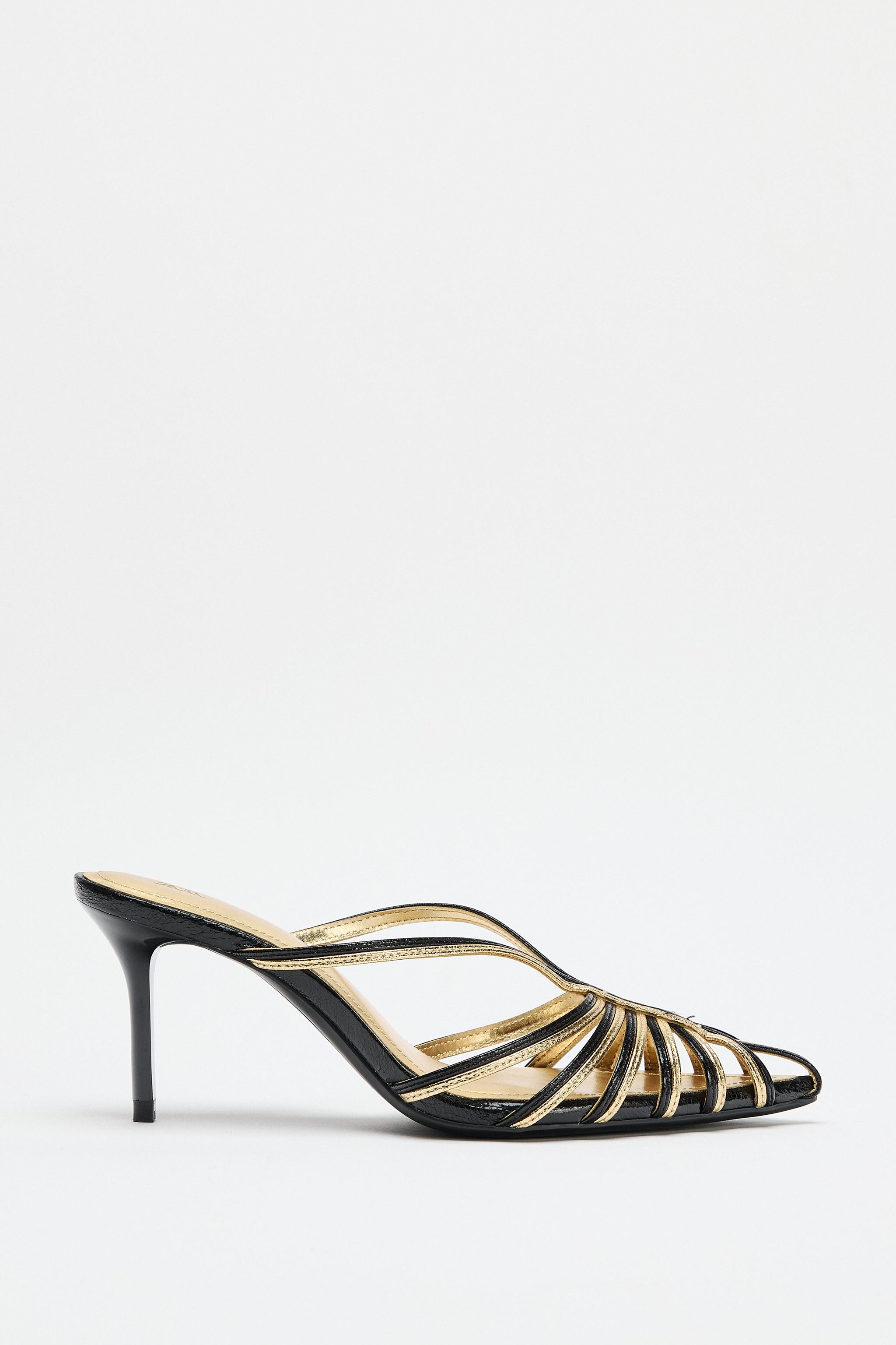 Metallic Multi-Strap Heels by Zara