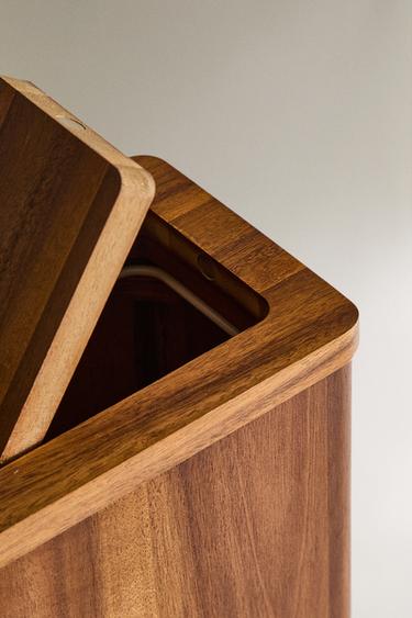 TEXTURED WOODEN BATHROOM BIN - Light beige by Zara - Image 2