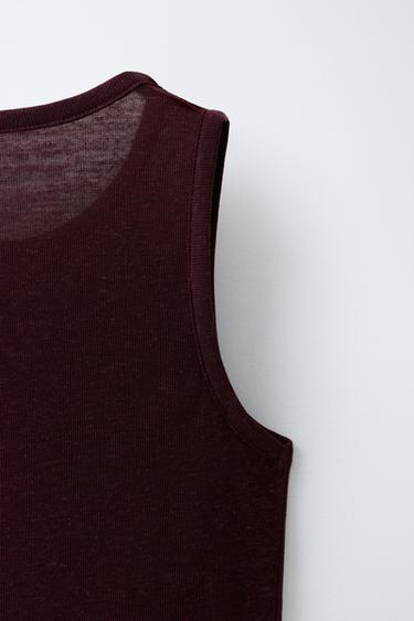 T-SHIRT AVEC LIN - Marron de Zara - Image 3