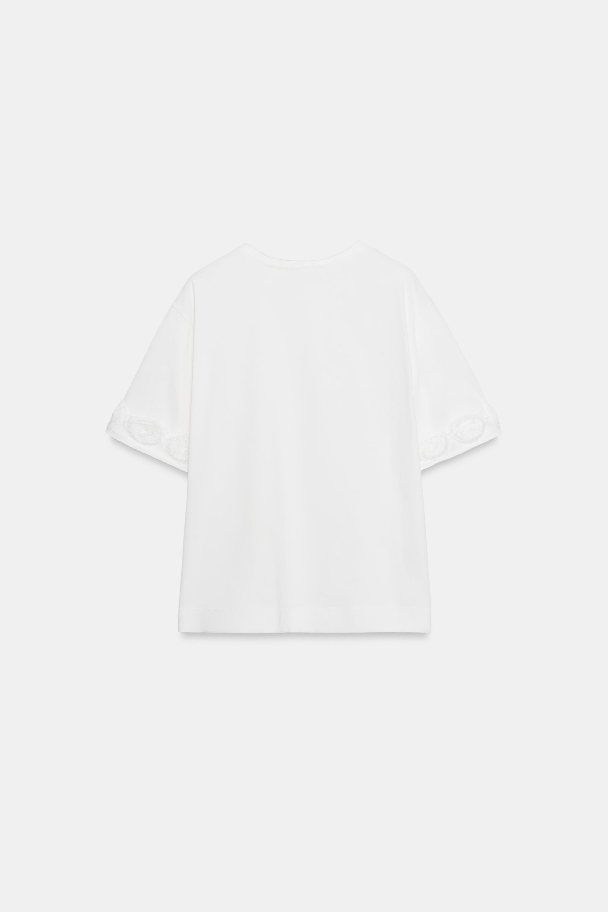 Zara KABARTMALI ÇİÇEKLİ T-SHIRT görsel 6