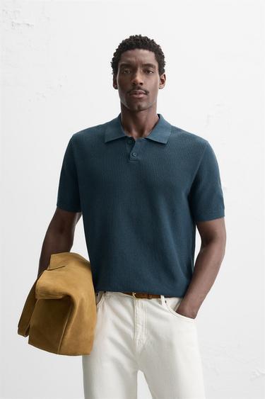 POLO PUNTO ESTRUCTURA - Azul lavado de Zara