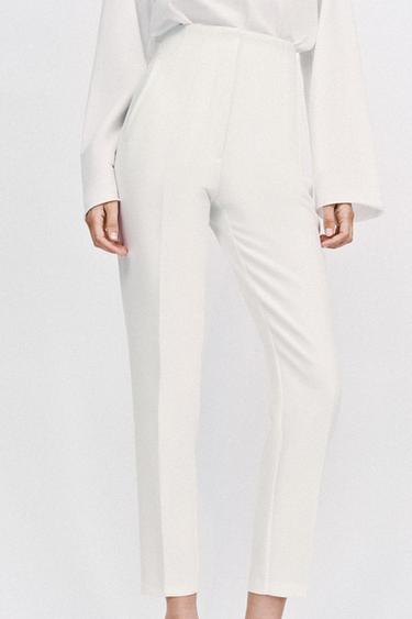 Zara HIGH-WAISTED PANTS - White
