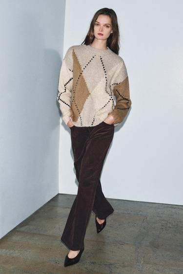 DIAMOND KNIT JUMPER - Beige by Zara