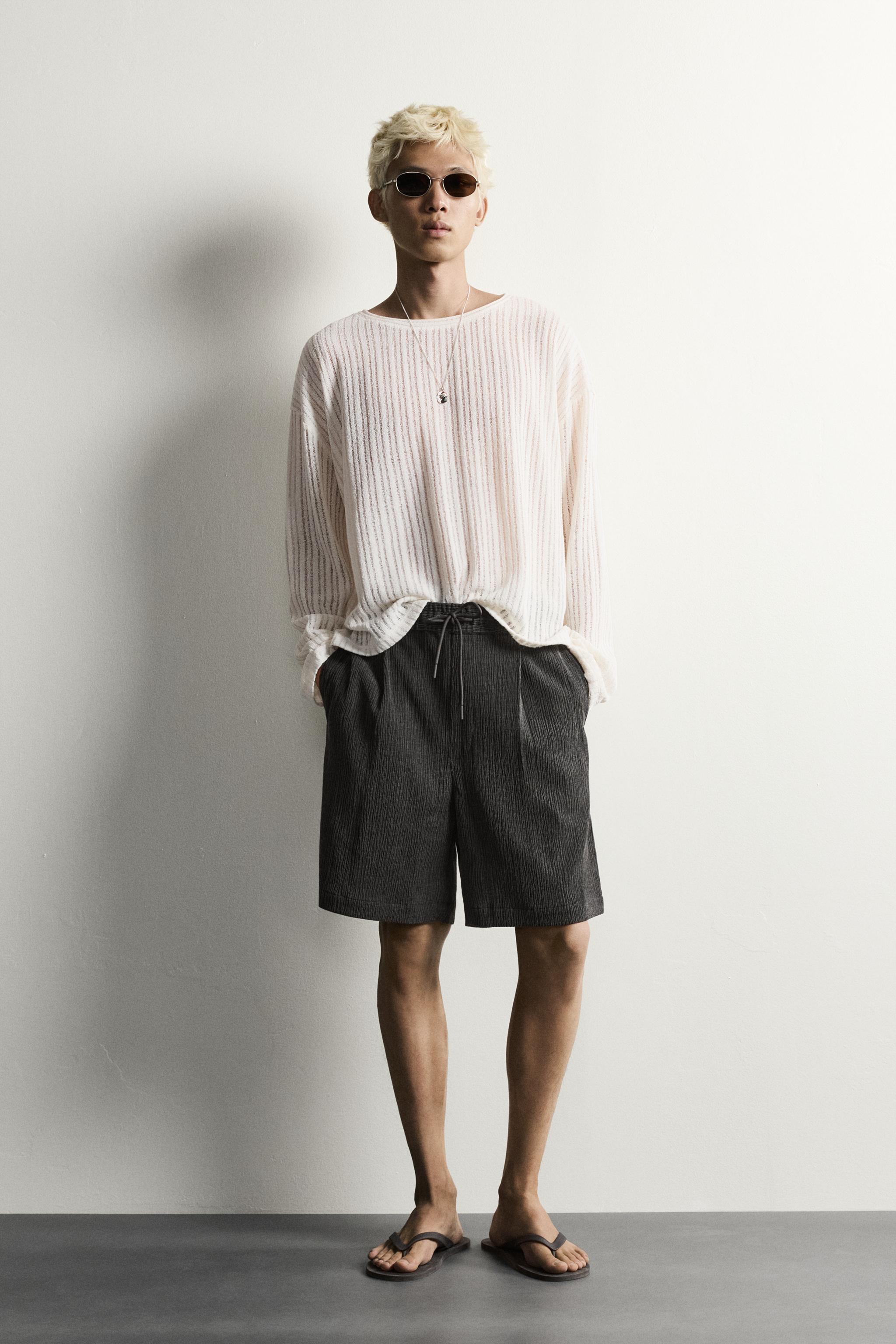 TEXTURED RELAXED FIT SHORTS