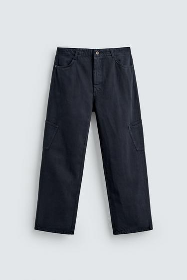 STRAIGHT-LEG CARGO TROUSERS - Dark navy by Zara