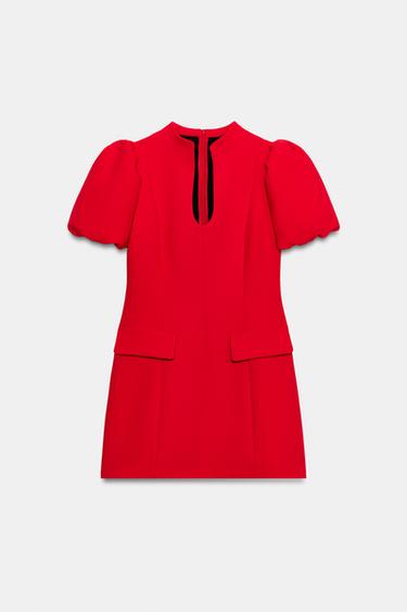 SHORT PUFF SLEEVE DRESS - Red by Zara - Image 0