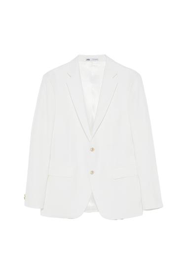 BUTTONED TEXTURED WEAVE BLAZER