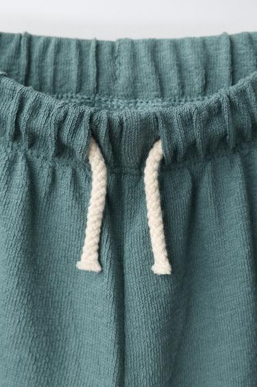 PANTALON LARGE À TEXTURE LISSE - Bleu canard de Zara - Image 2