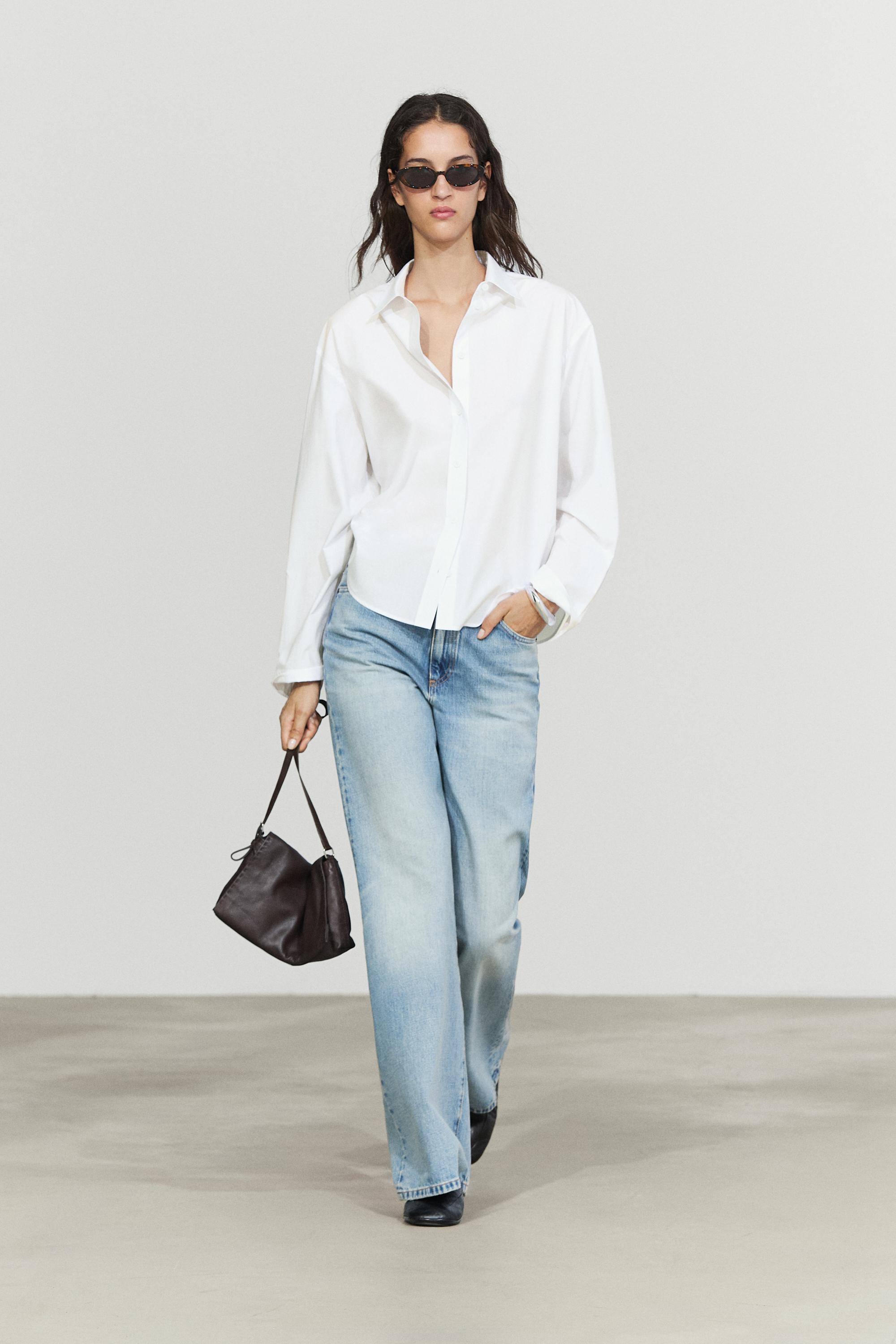 Chemise en popeline 100 % coton avec détail au dos