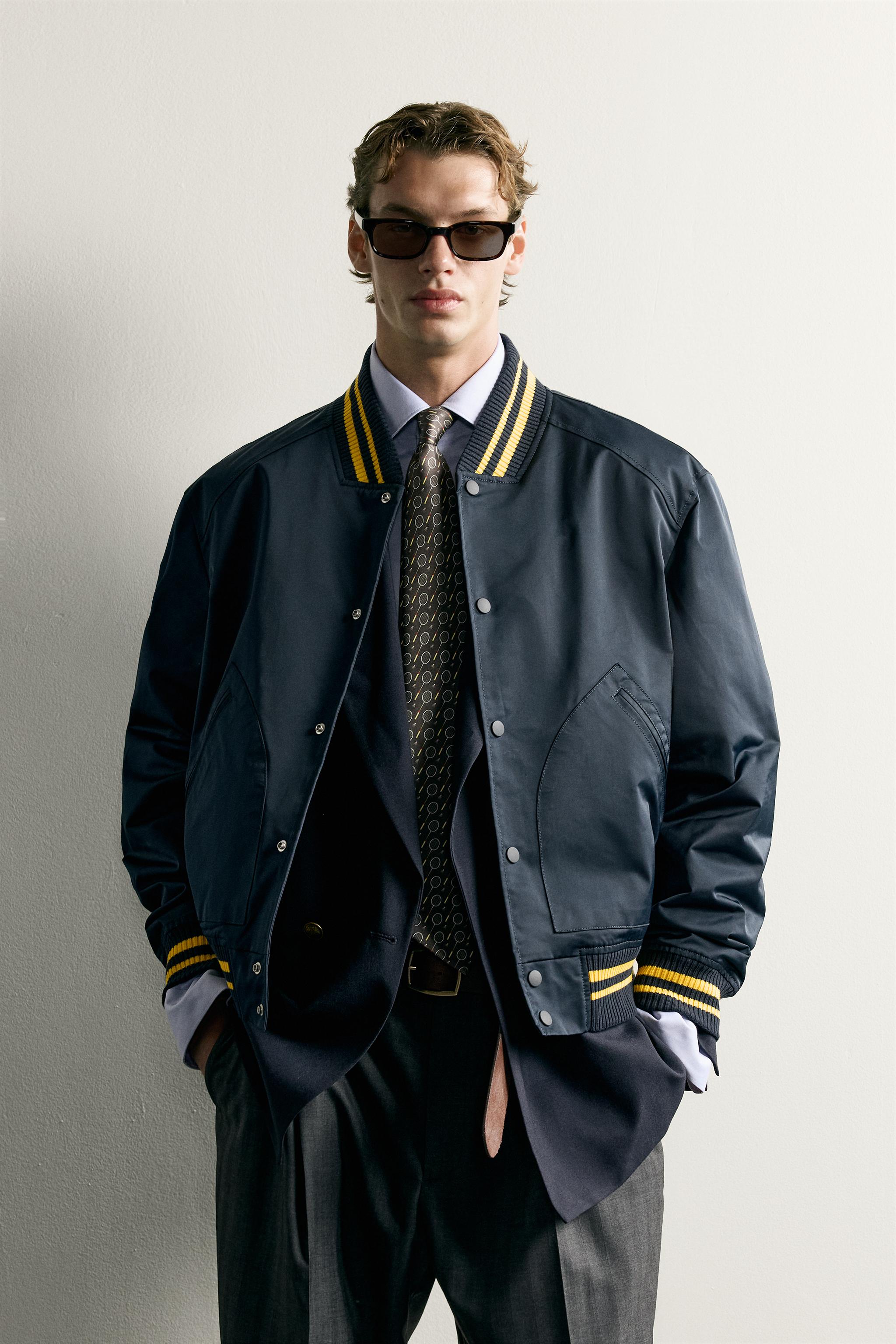 CONTRAST RELAXED FIT BOMBER JACKET