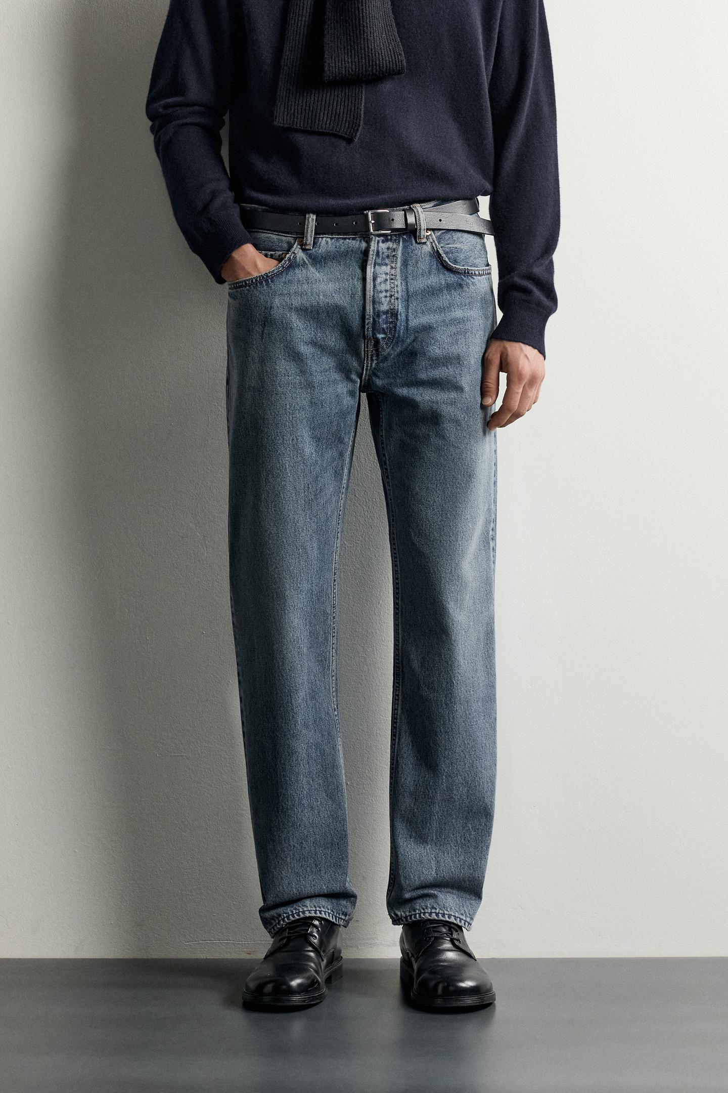 Мужские джинсы Zara Straight-Fit, цвет: Индиго — фото 2