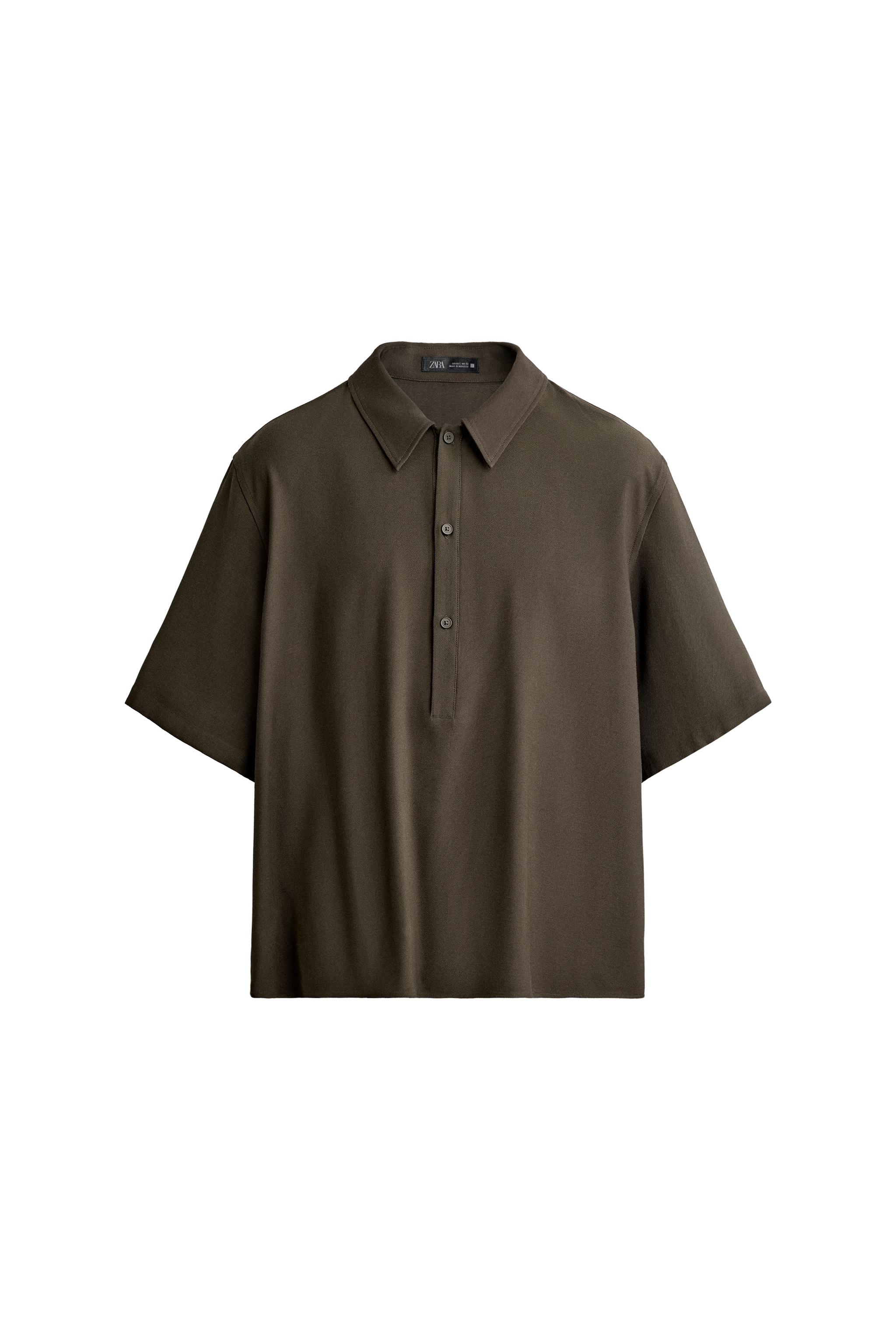 RELAXED FIT POLO SHIRT - dark khaki | ZARA United States