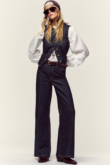 JEAN Z1975 WIDE LEG TAILLE HAUTE CEINTURE - Bleu de Zara