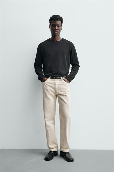 Pantalon Style Jean Blanc Zara – Taille 42, Coton Non Transparent, été, Occasion TBEG