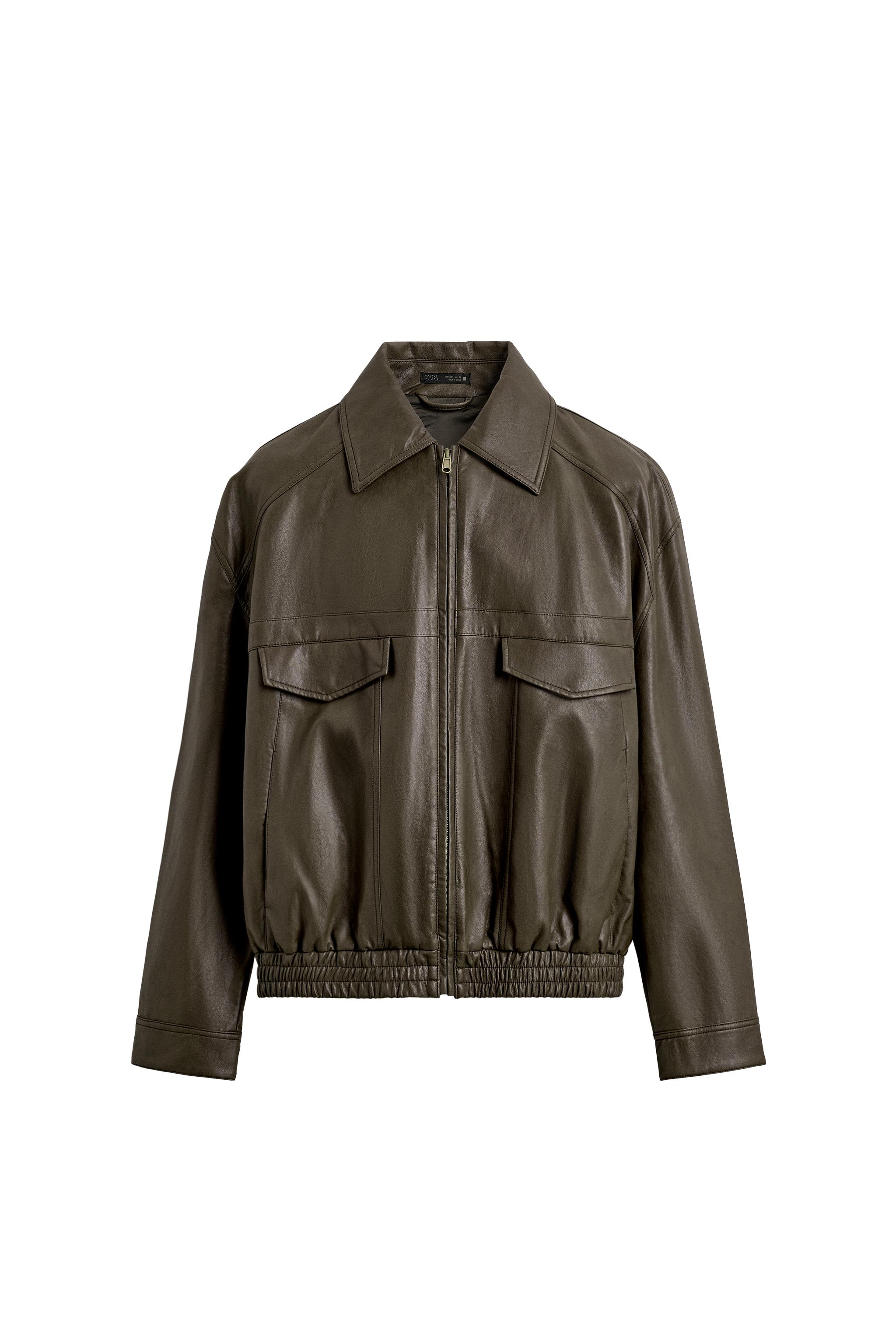 ZARA ダークブラウン　フェイクレザーボンバージャケット フェイクレザーボンバージャケット - ダークブラウン | ZARA Japan / 日本