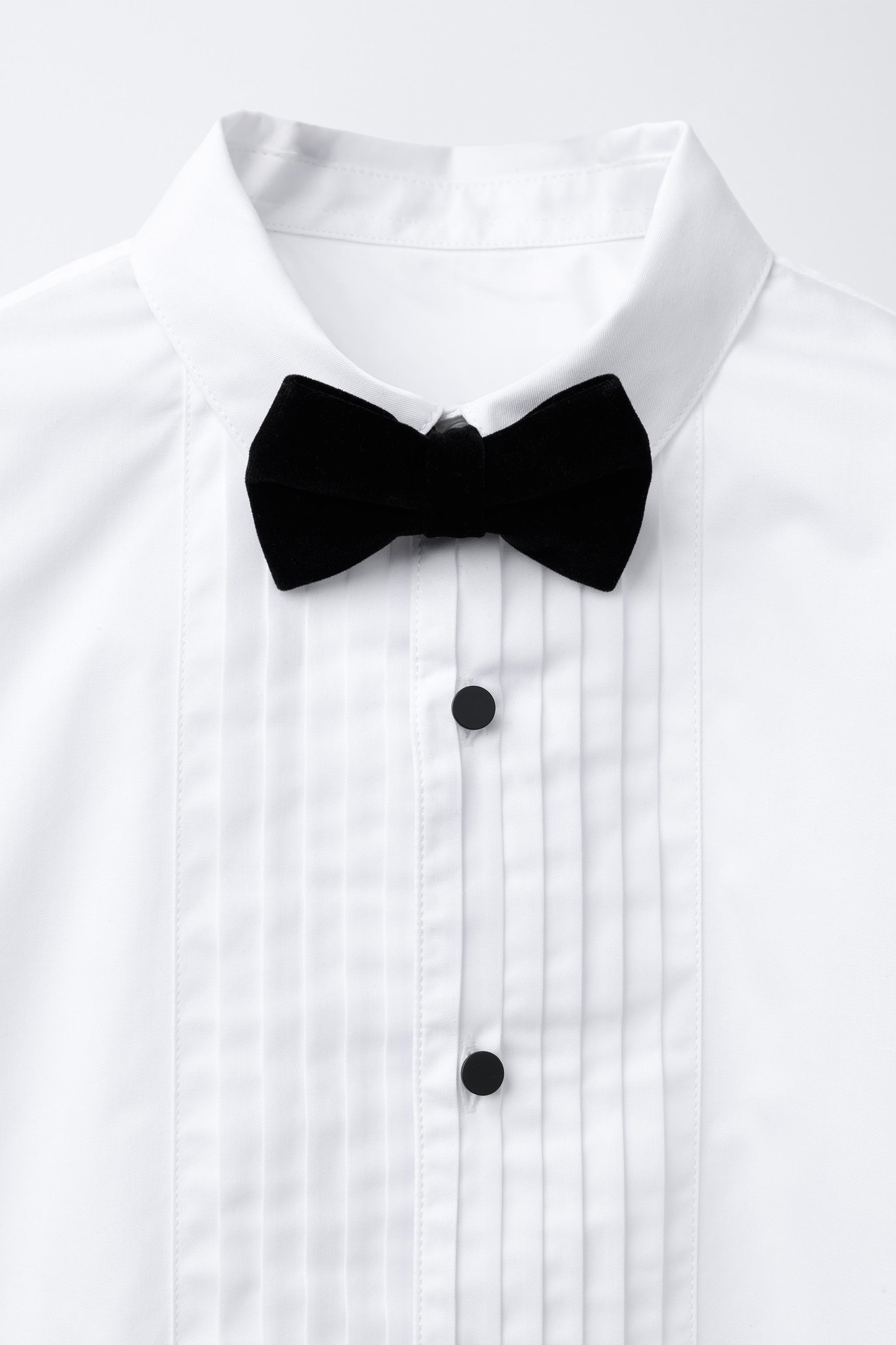 DETACHABLE VELVET BOW TIE SHIRT