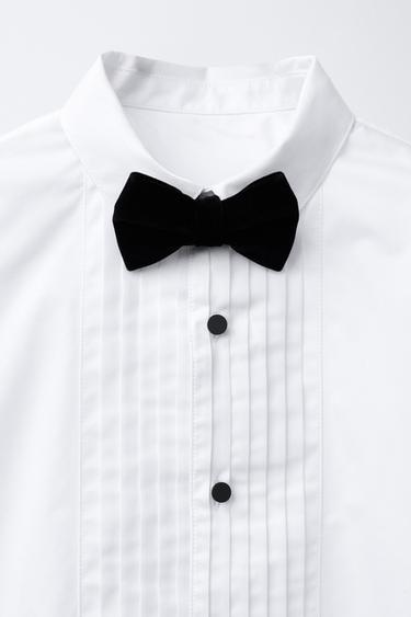 DETACHABLE VELVET BOW TIE SHIRT - White by Zara - Image 3