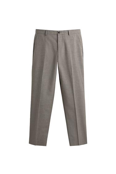 Zara REGULAR FIT TEXTURED SUIT PANTS - Beige