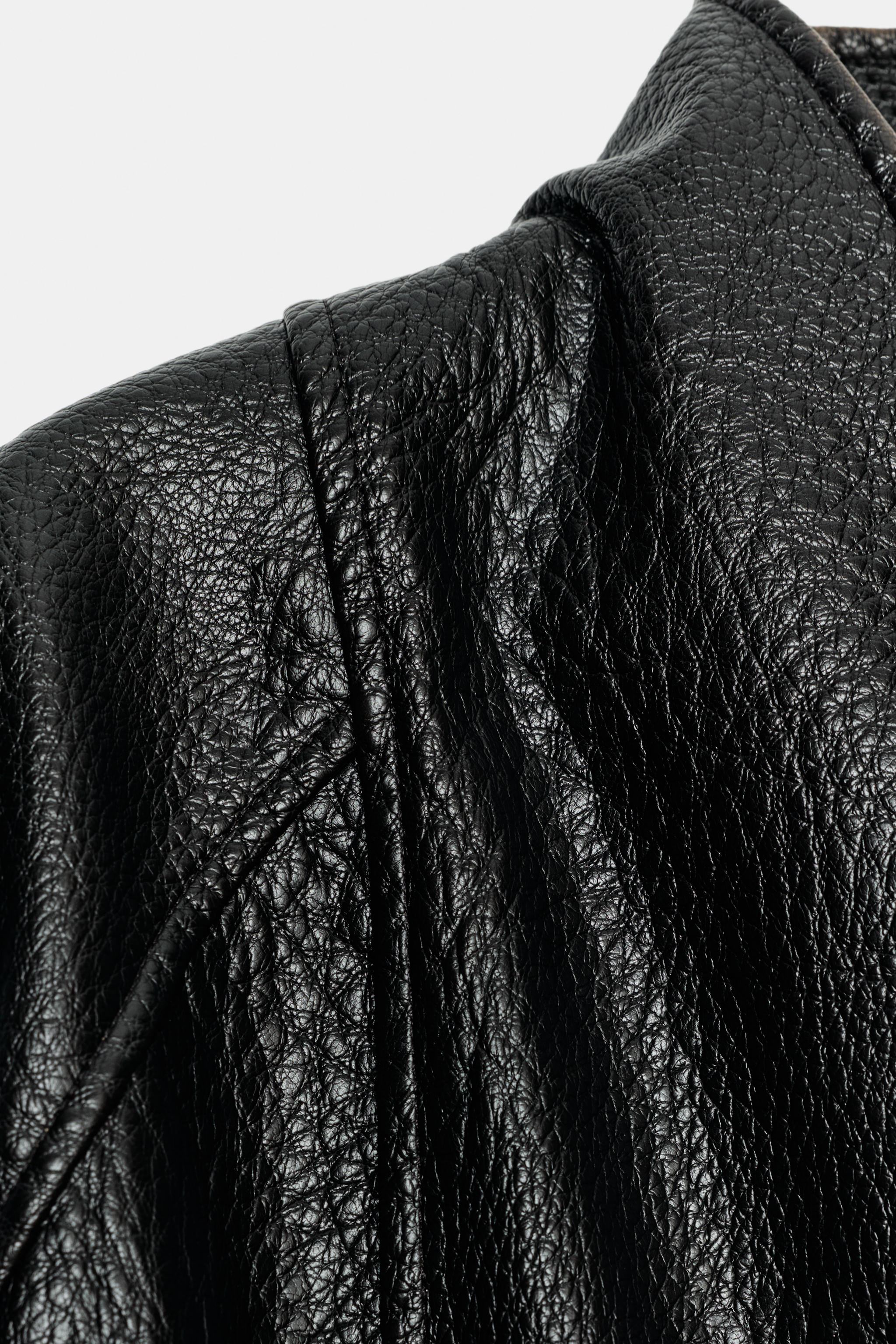 Женские куртки Zara ZW COLLECTION FAUX LEATHER BELTED JACKET — фото 9