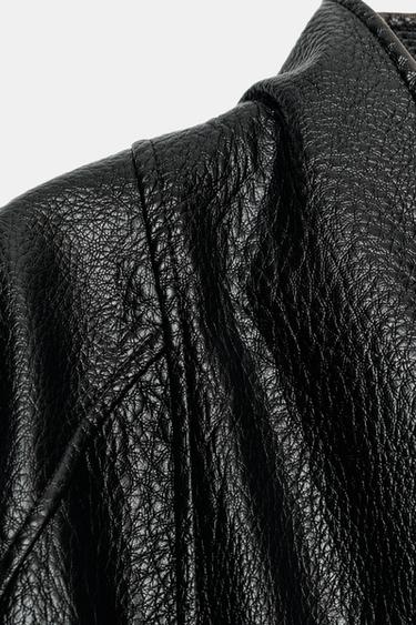 BLOUSON EN MATIÈRE SYNTHÉTIQUE AVEC CEINTURE ZW COLLECTION - Marron foncé de Zara - Image 8
