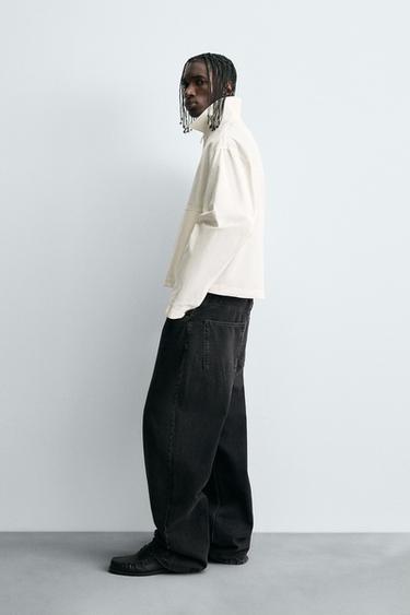 TEXTURED CROPPED FIT OVERSHIRT - Oyster-white by Zara - Image 3