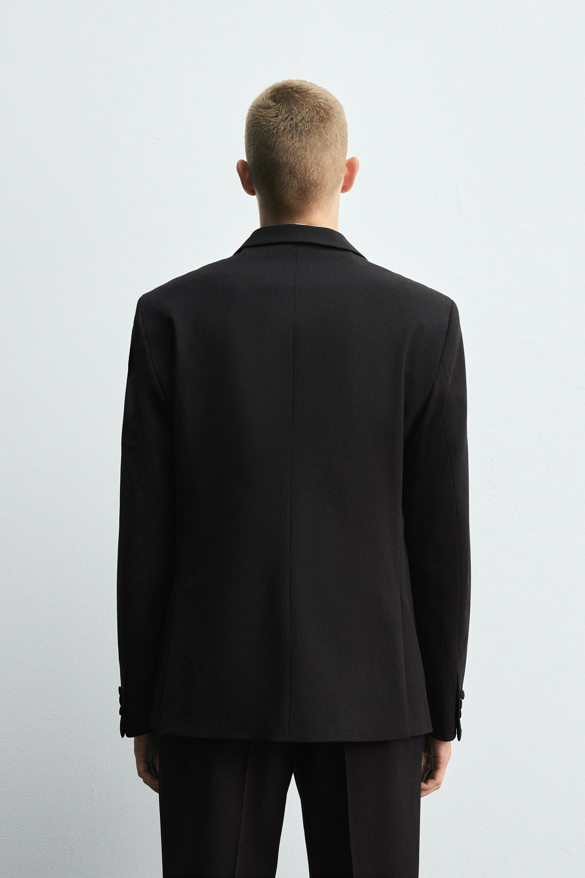 ZARA MAN ダークブルー 総刺繍 3Pスーツセット LIMITED EDITION DOUBLE-BREASTED SUIT BLAZER - Black | ZARA