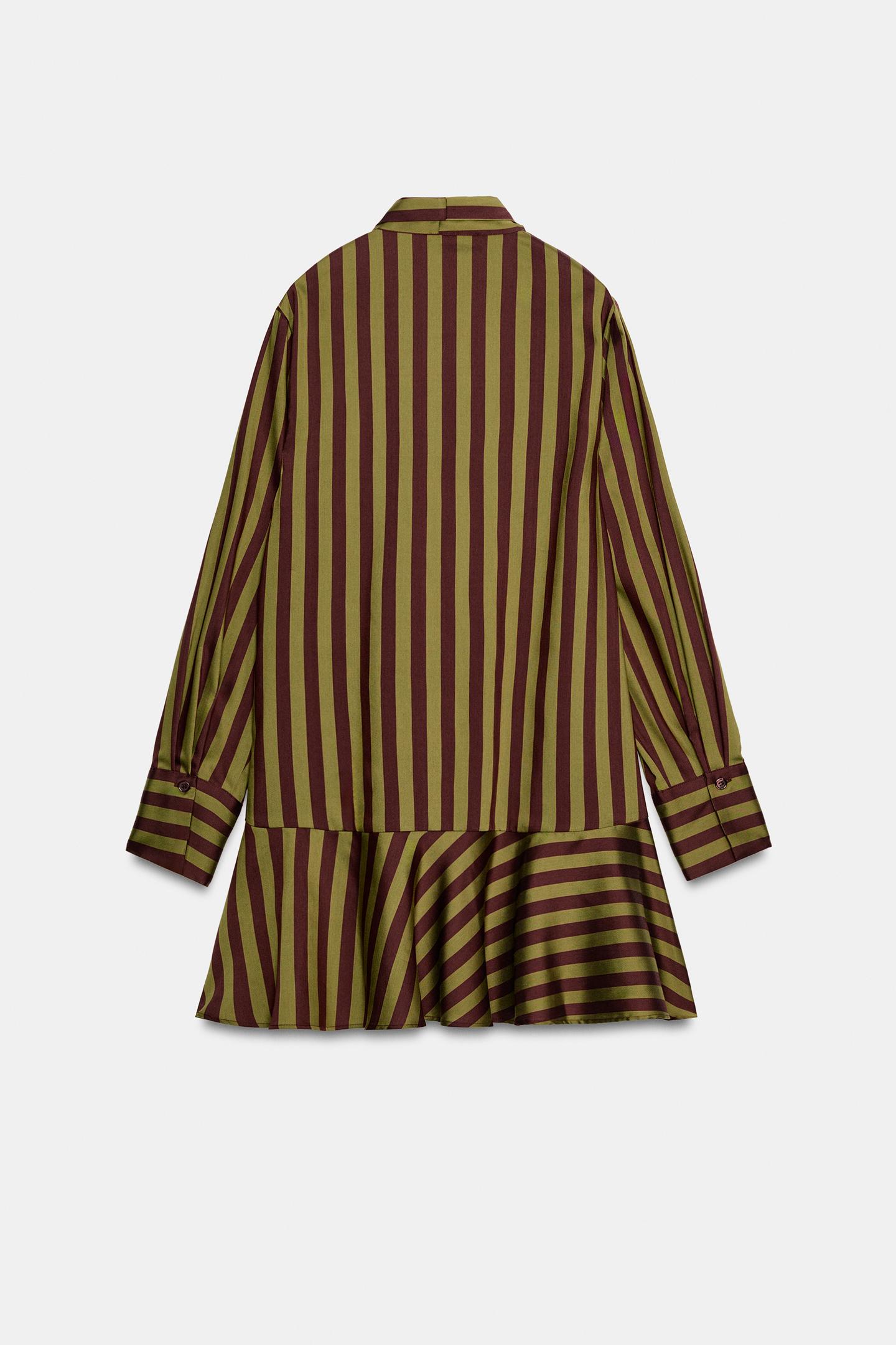 Женское платье Zara Striped Tie-Neck, цвет: Полосатый — фото 6