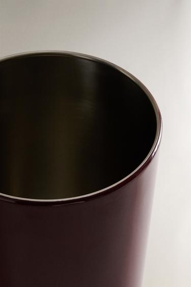 CYLINDRICAL METAL WASTEPAPER BASKET - Burgundy by Zara - Image 2