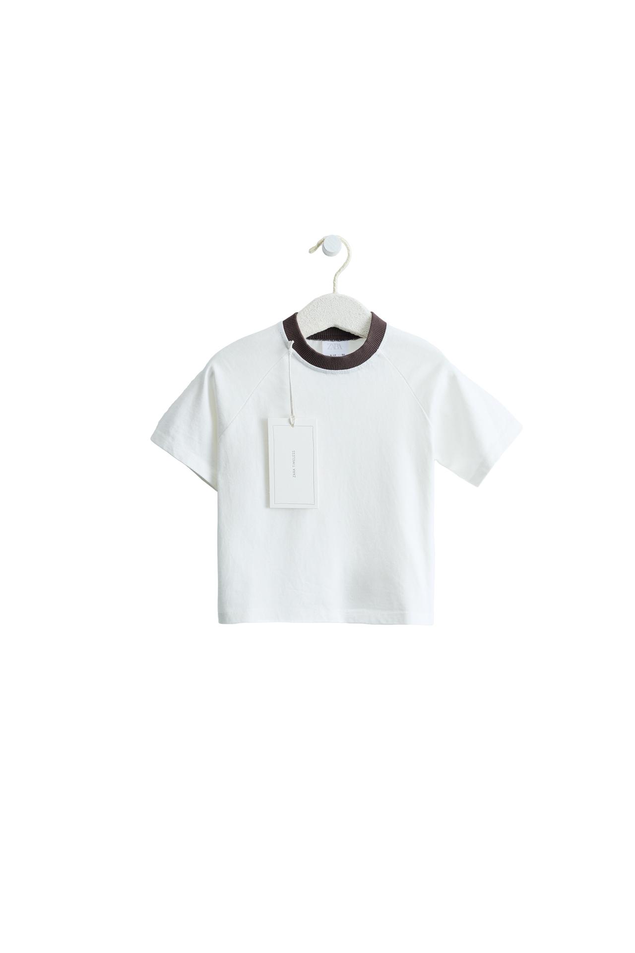 ZARA TIMELESS — ФУТБОЛКА С КОНТРАСТНЫМ ВОРОТНИКОМ