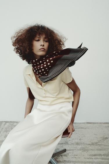 SCARF WITH A POLKA-DOT PRINT - Brown by Zara - Image 0
