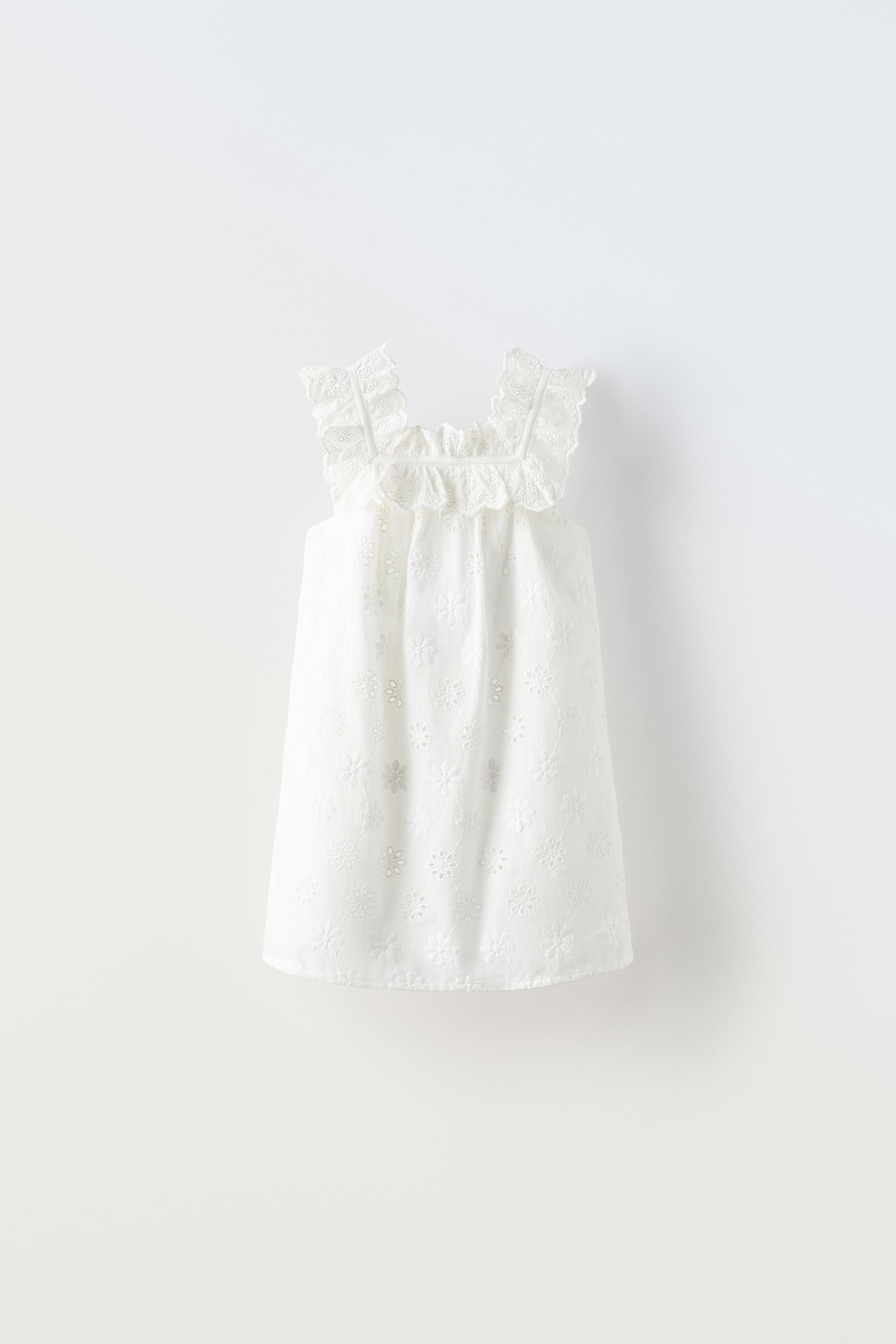 ZARA EMBROIDERED EYELET RUFFLED outlets DRESS