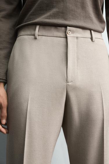 SLIM FIT SUIT TROUSERS - Sand / Marl by Zara - Image 4