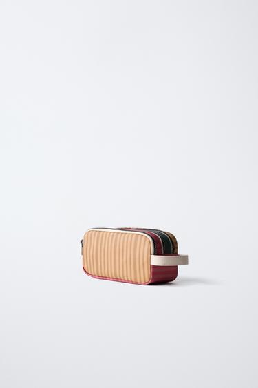 MULTICOLOURED STRIPE PENCIL CASE - Green by Zara - Image 1
