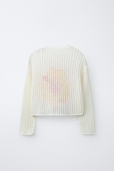 HIBISCUS FLOWER KNIT JUMPER - Ecru by Zara - Image 1
