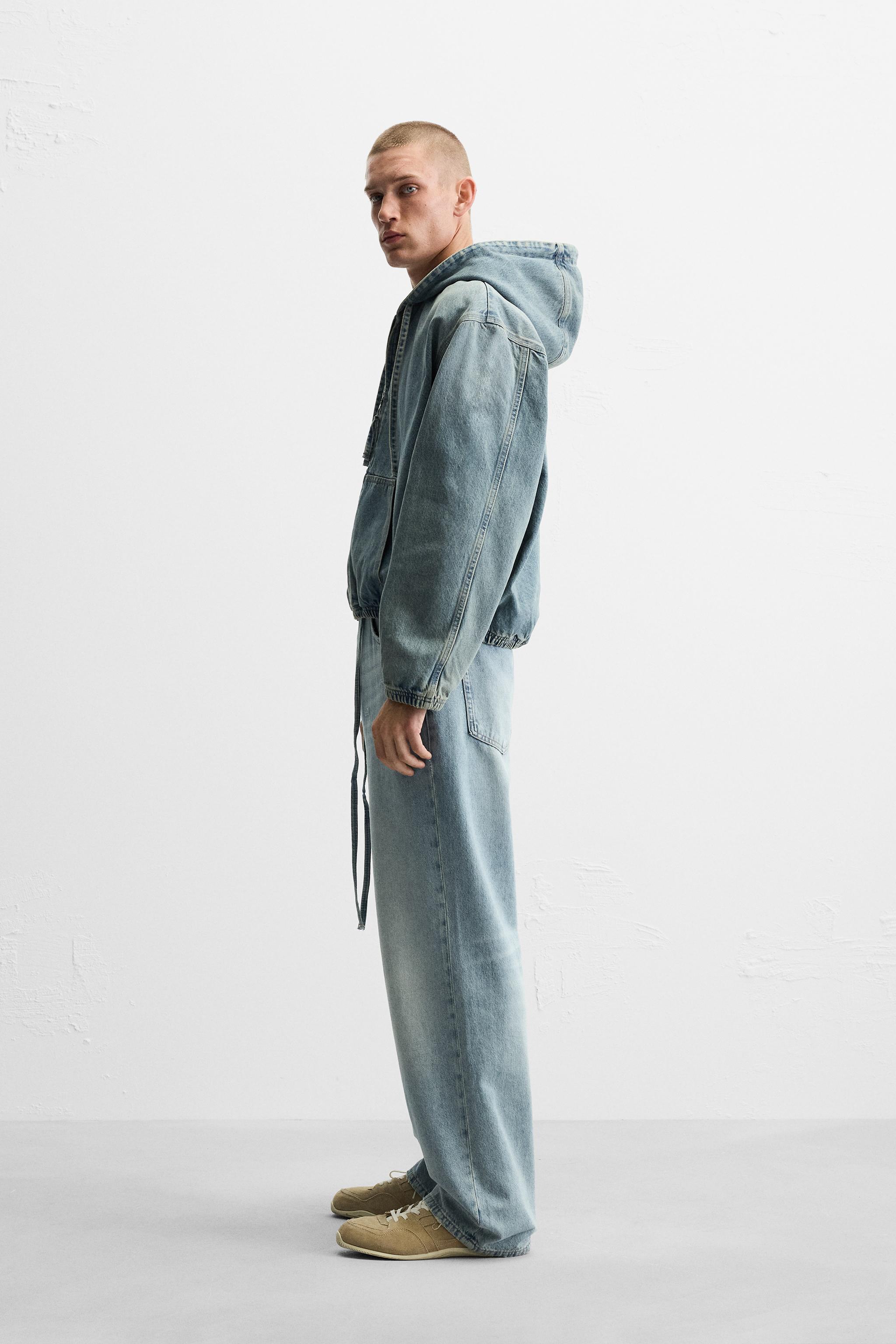 Sudaderas Hombre Sudadera Con Capucha ZARA De Denim Para Hombre