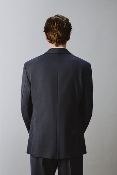100% WOOL SUIT BLAZER - Navy blue by Zara - Image 2