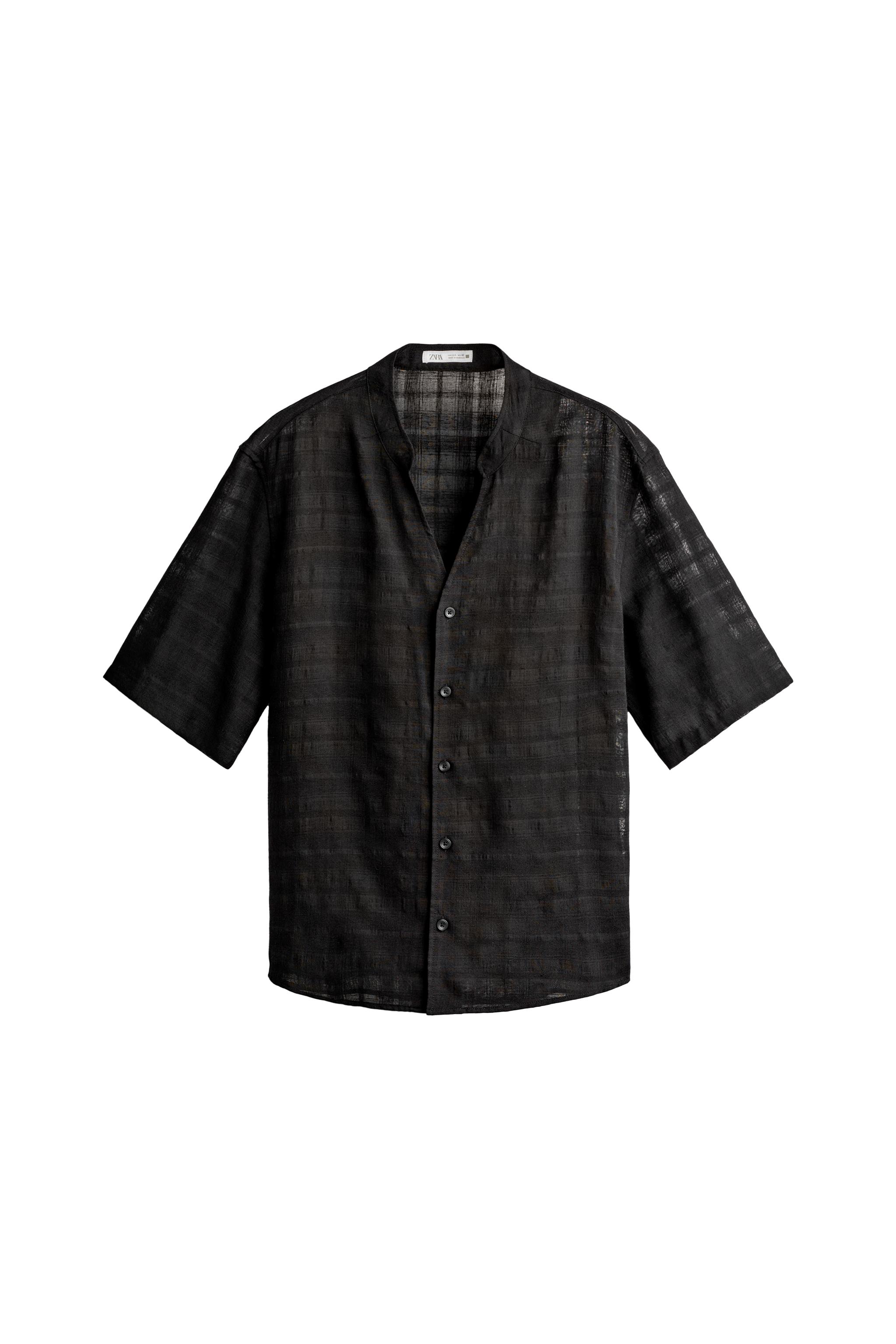 CAMISA SEMITRANSPARENTE JACQUARD CUADROS