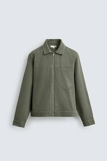 ÜBERHEMD IN VERWASCHENER OPTIK MIT REISSVERSCHLUSS - Graugrün von Zara